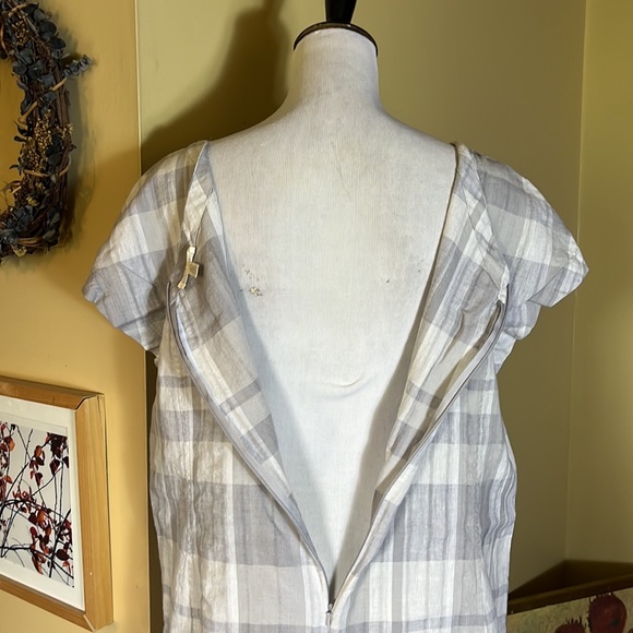 EILEEN FISHER Size Large Plaid Print Midi Tank Organic Cotton Linen breathable - Picture 7 of 15